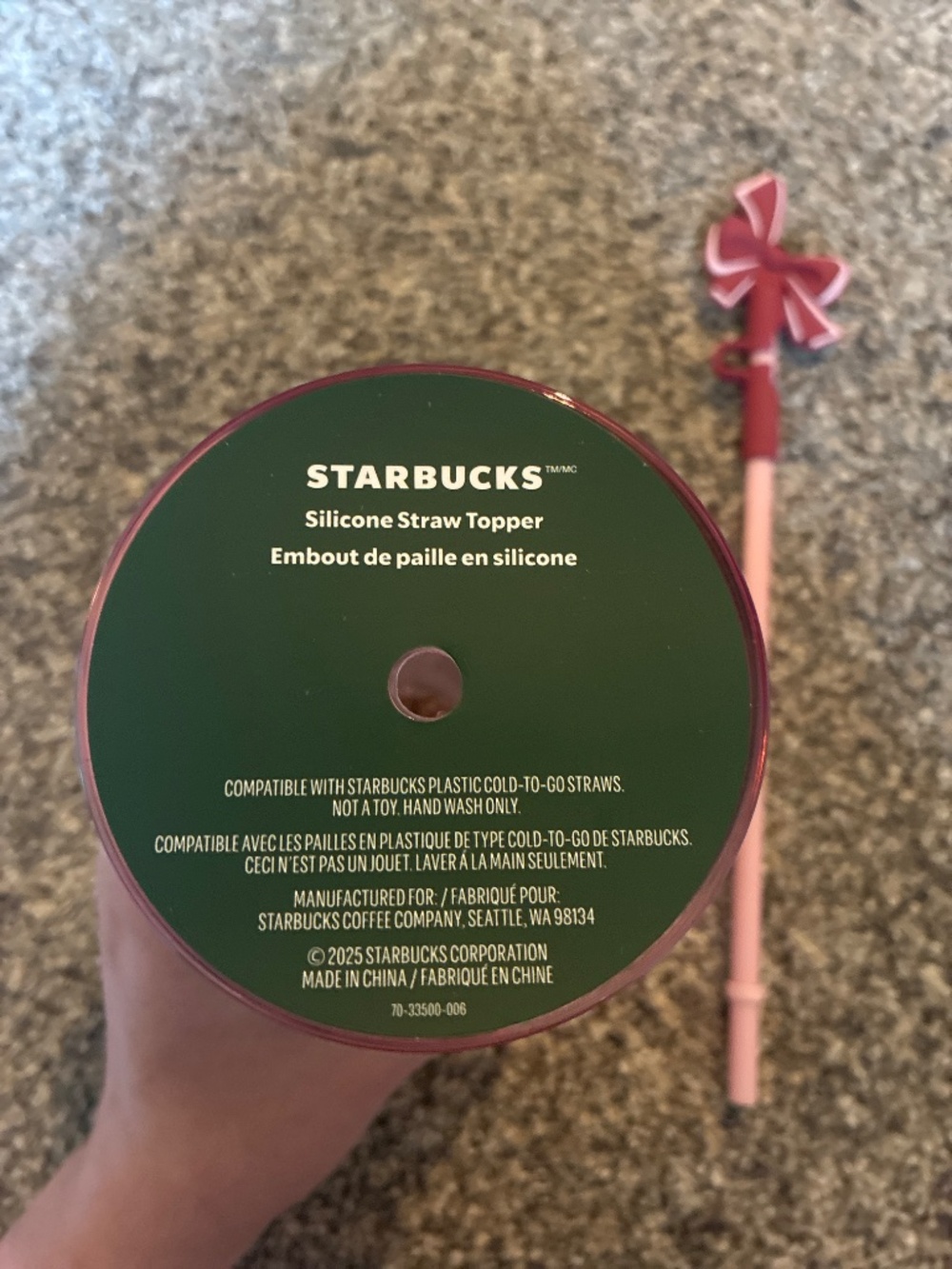 Starbucks Pink Winter Wonderland Cold Cup With Bow Straw Topper - Picture 3 of 7